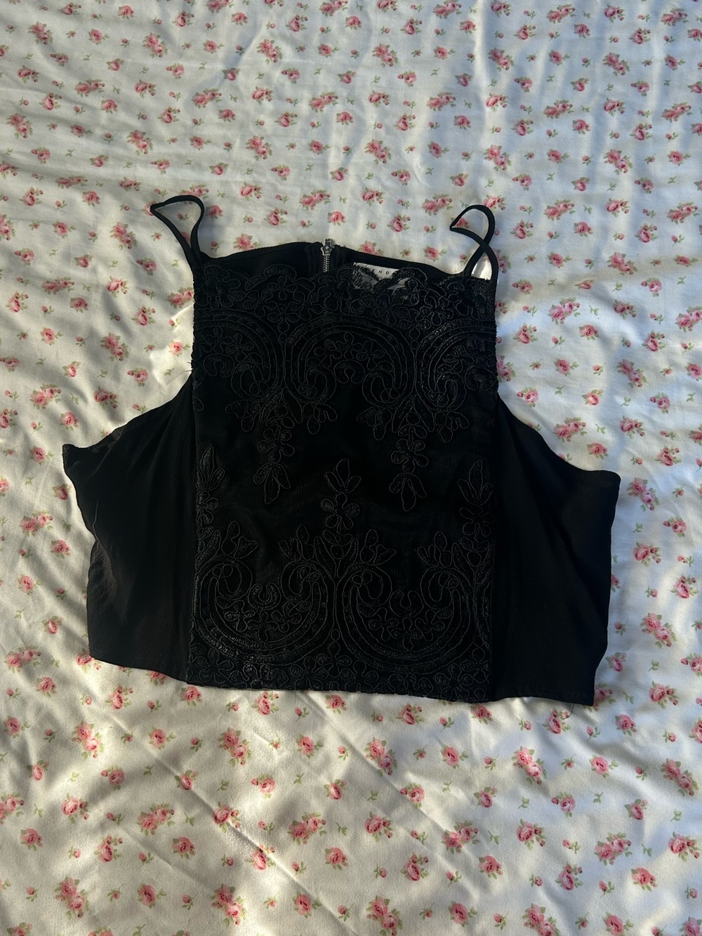 Kendall & Kylie Black Lace-Panel Cropped Cami